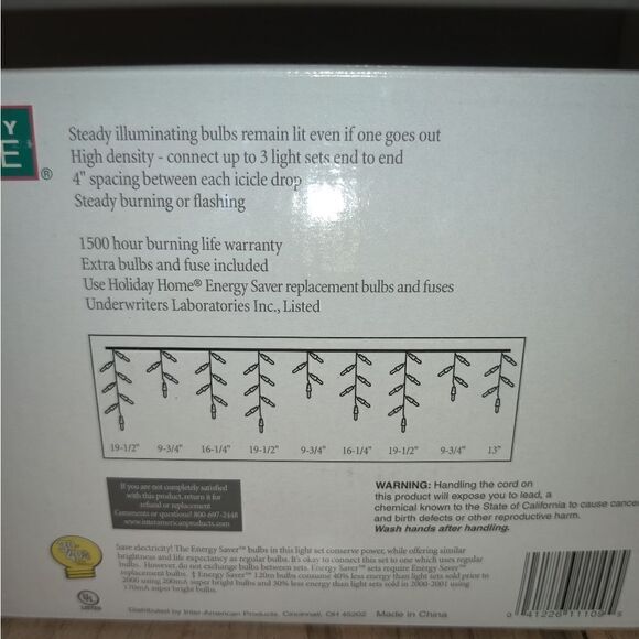 Holiday Home 300 Mini Light Hang Straight Icicle Set Multi Lights - Picture 5 of 6